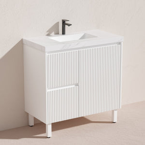 CETO BRIGHTON MATTE WHITE 900MM SINGLE BOWL FLOOR STANDING VANITY (AVAILABLE IN LEFT AND RIGHT HAND DRAWER)