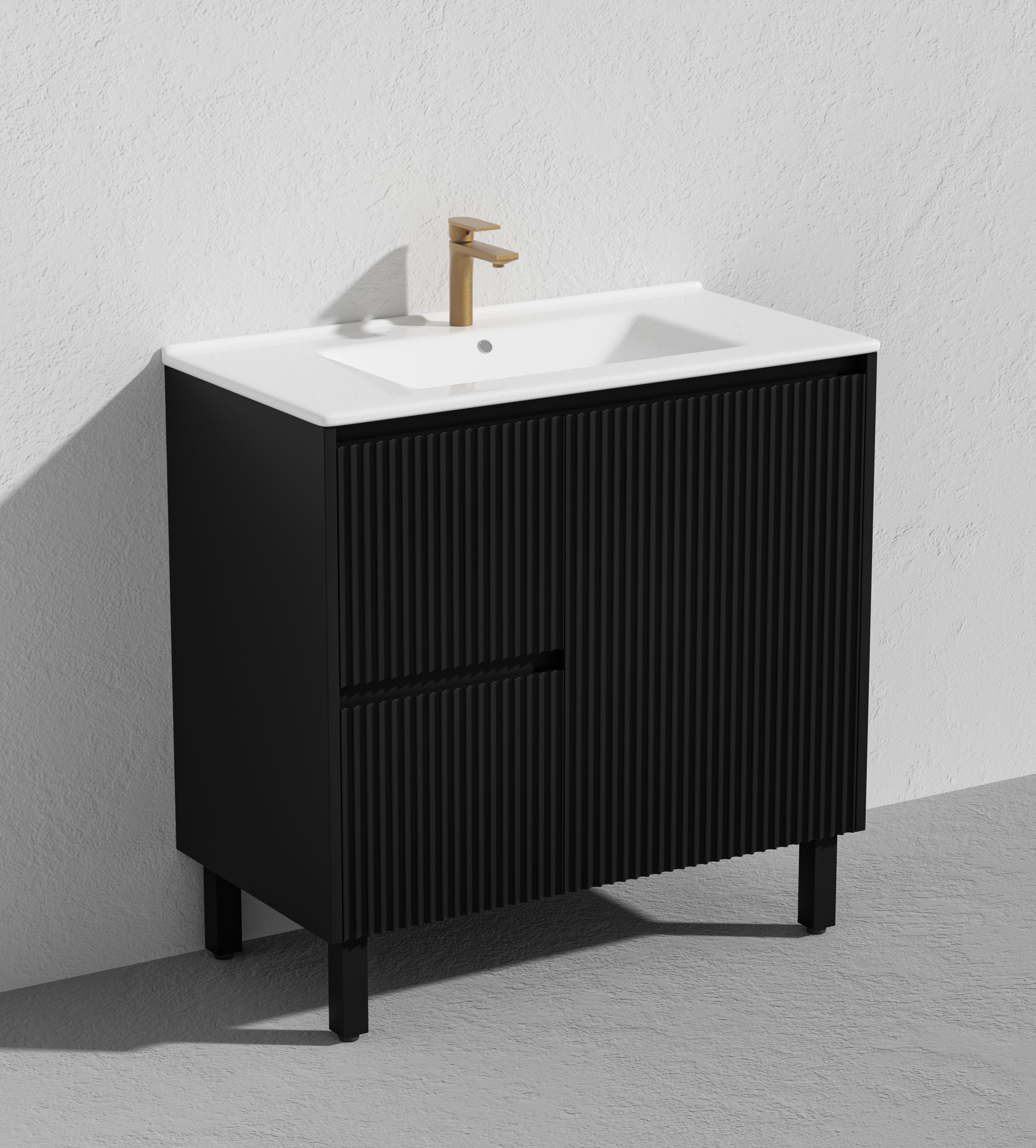 CETO BRIGHTON MATTE BLACK 900MM SINGLE BOWL FLOOR STANDING VANITY (AVAILABLE IN LEFT AND RIGHT HAND DRAWER)