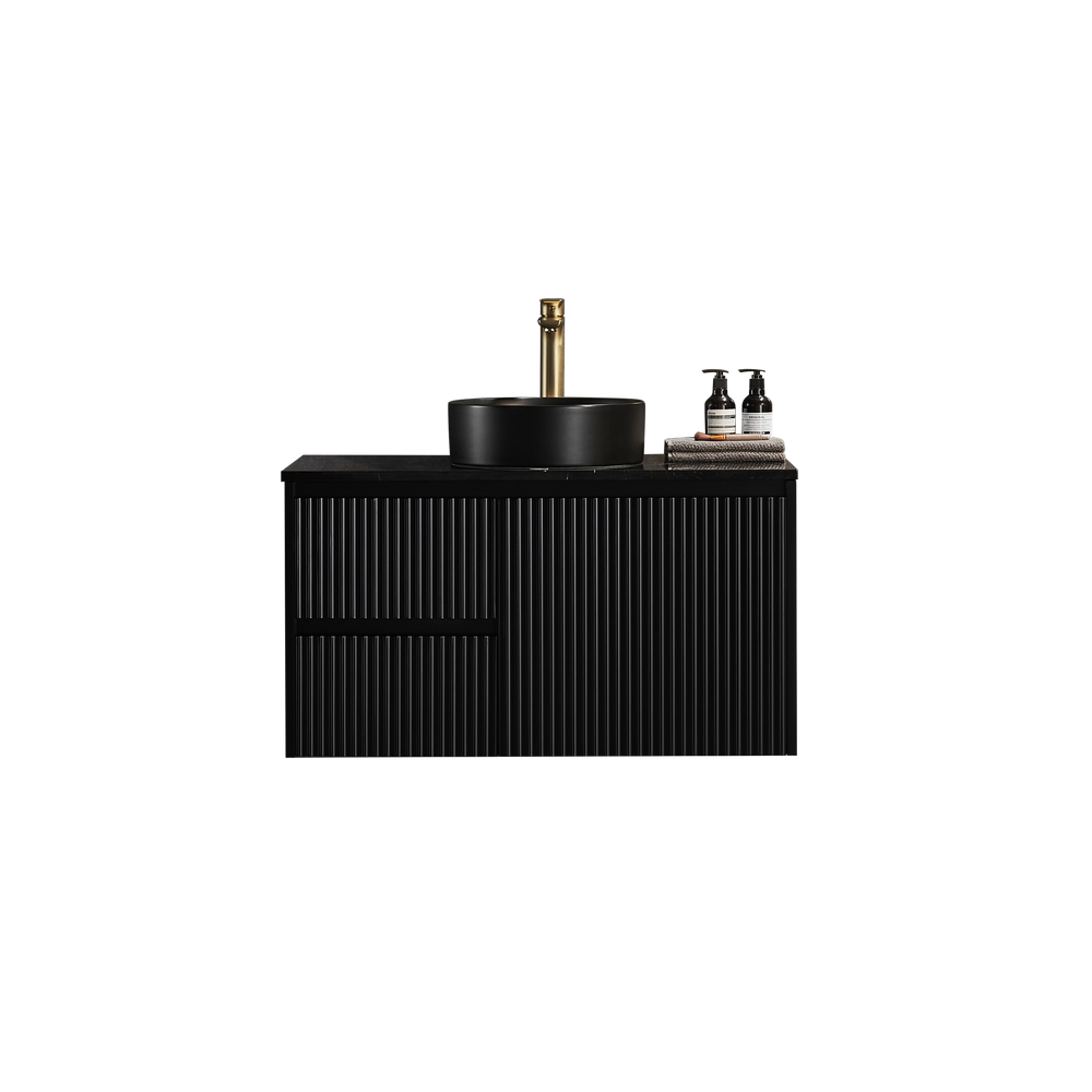 CETO BRINDABELLA MATTE BLACK 900MM SINGLE BOWL WALL HUNG VANITY (AVAILABLE IN LEFT HAND DRAWER AND RIGHT HAND DRAWER)
