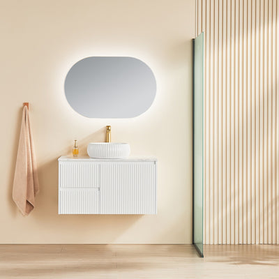 CETO BRINDABELLA MATTE WHITE 900MM SINGLE BOWL WALL HUNG VANITY (AVAILABLE IN LEFT HAND DRAWER AND RIGHT HAND DRAWER)