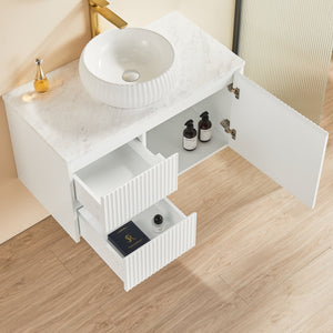 CETO BRINDABELLA MATTE WHITE 900MM SINGLE BOWL WALL HUNG VANITY (AVAILABLE IN LEFT HAND DRAWER AND RIGHT HAND DRAWER)