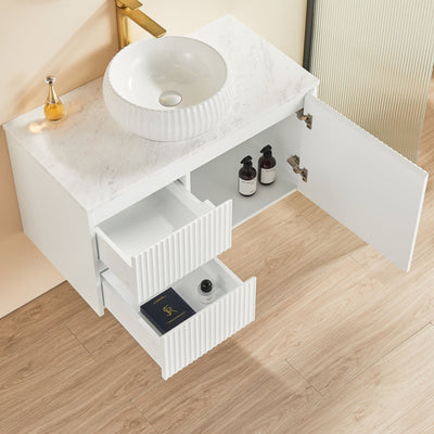 CETO BRINDABELLA MATTE WHITE 900MM SINGLE BOWL WALL HUNG VANITY (AVAILABLE IN LEFT HAND DRAWER AND RIGHT HAND DRAWER)