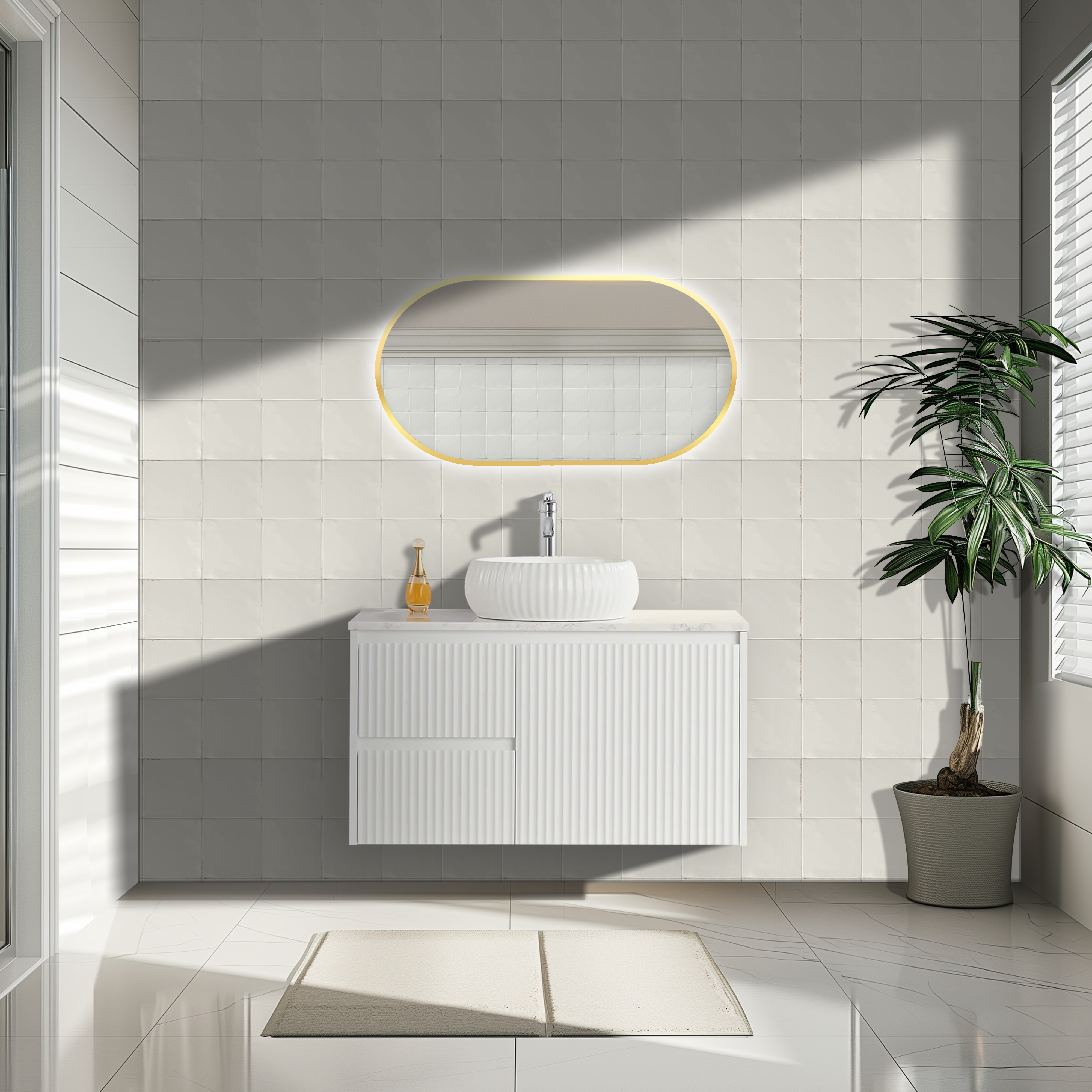CETO BRINDABELLA MATTE WHITE 900MM SINGLE BOWL WALL HUNG VANITY (AVAILABLE IN LEFT HAND DRAWER AND RIGHT HAND DRAWER)
