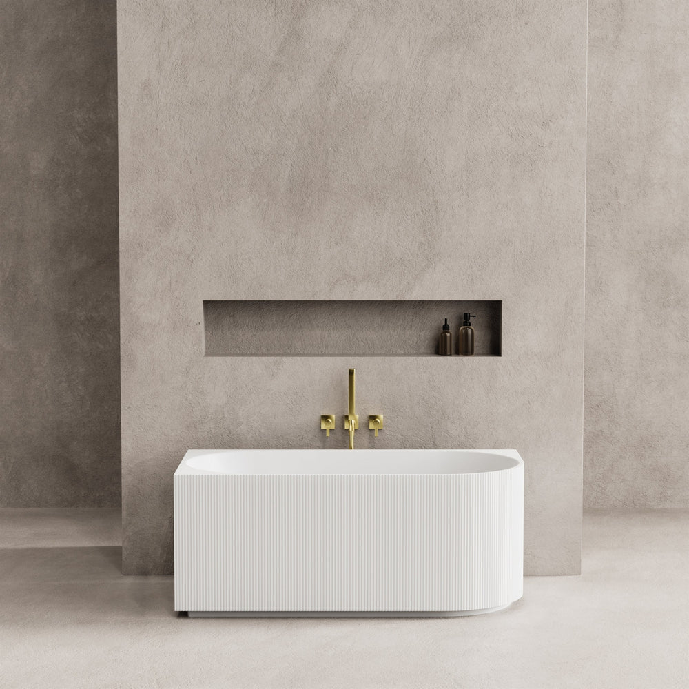 VITO CORA FLUTED LEFT CORNER FREESTANDING BATHTUB GLOSS WHITE (AVAILABLE IN 1500MM AND 1700MM)
