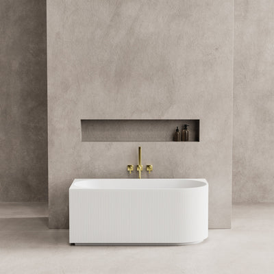 VITO CORA FLUTED LEFT CORNER FREESTANDING BATHTUB GLOSS WHITE (AVAILABLE IN 1500MM AND 1700MM)