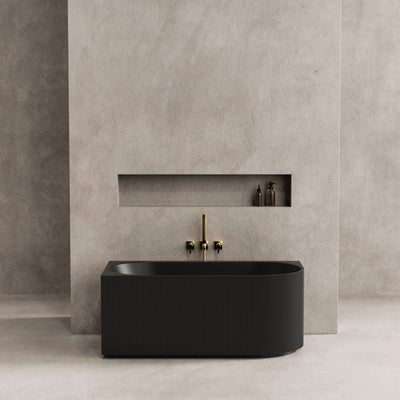 VITO CORA FLUTED LEFT CORNER FREESTANDING BATHTUB MATTE BLACK (AVAILABLE IN 1500MM AND 1700MM)