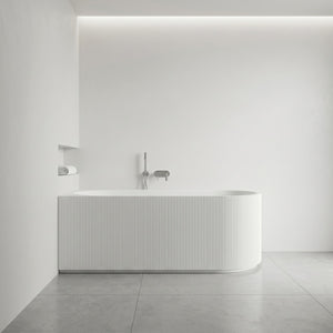 VITO CORA FLUTED LEFT CORNER FREESTANDING BATHTUB MATTE WHITE (AVAILABLE IN 1500MM AND 1700MM)