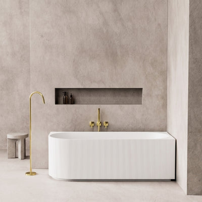 VITO CORA FLUTED RIGHT CORNER FREESTANDING BATHTUB MATTE WHITE (AVAILABLE IN 1500MM AND 1700MM)