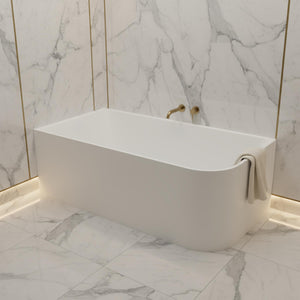 POSEIDON CASEY LEFT CORNER BATHTUB MATTE WHITE (AVAILABLE IN 1400MM, 1500MM AND 1700MM)