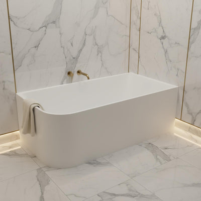 POSEIDON CASEY RIGHT CORNER BATHTUB MATTE WHITE (AVAILABLE IN 1400MM, 1500MM AND 1700MM)