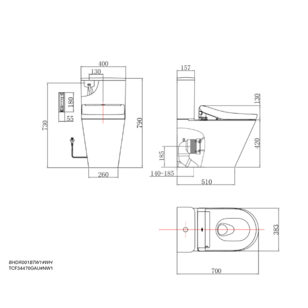 TOTO S5 WASHLET W/ REMOTE CONTROL AND B&H DARA BTW TOILET SUITE PACKAGE D-SHAPE GLOSS WHITE
