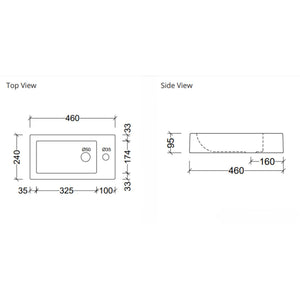 DUROCLASS COVE ENSUITE GRAND ABOVE COUNTER BASIN GLOSS WHITE 460MM