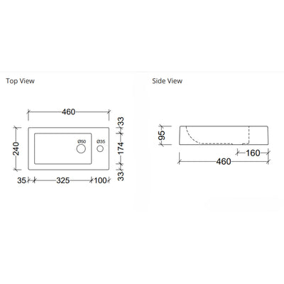 DUROCLASS COVE ENSUITE GRAND ABOVE COUNTER BASIN GLOSS WHITE 460MM