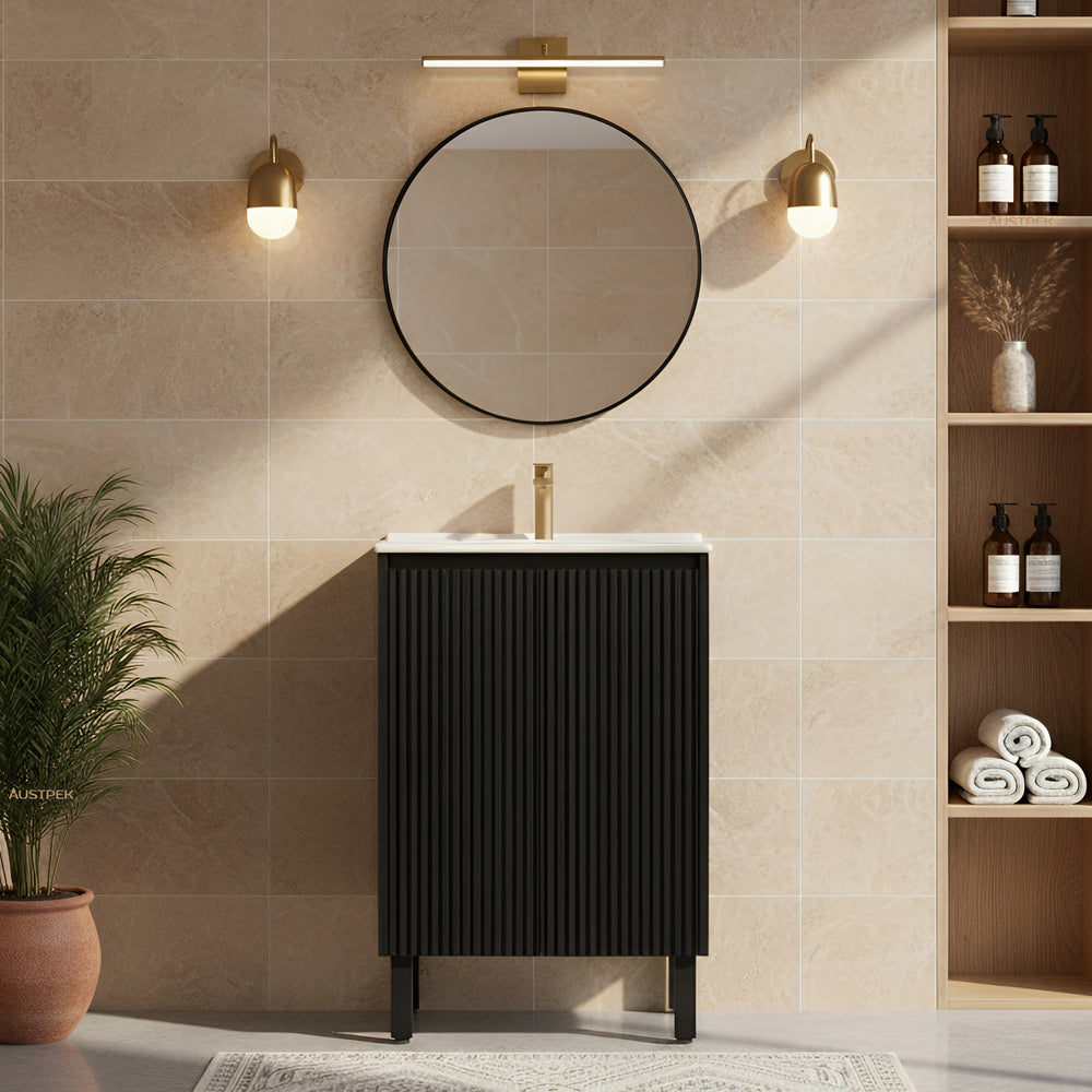 CETO BRIGHTON MATTE BLACK 600MM SINGLE BOWL FLOOR STANDING VANITY