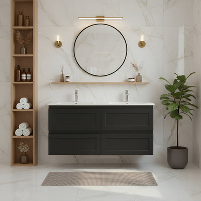 CETO FREMANTLE MATTE BLACK 1200MM DOUBLE BOWL WALL HUNG VANITY