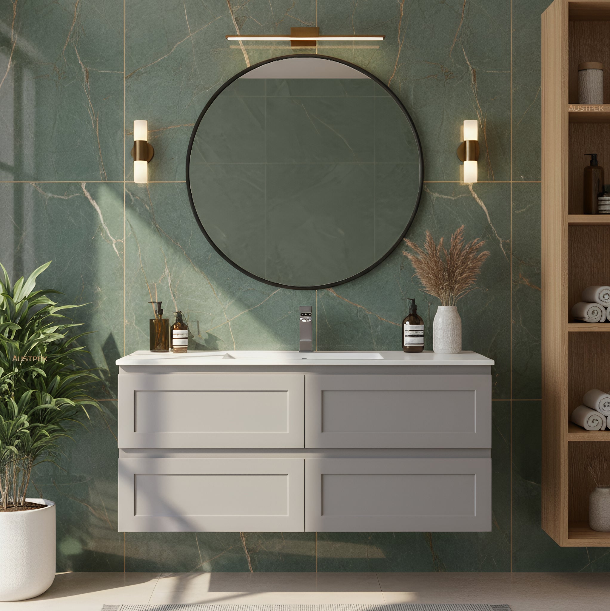 CETO FREMANTLE MATTE GREY 1200MM SINGLE BOWL WALL HUNG VANITY