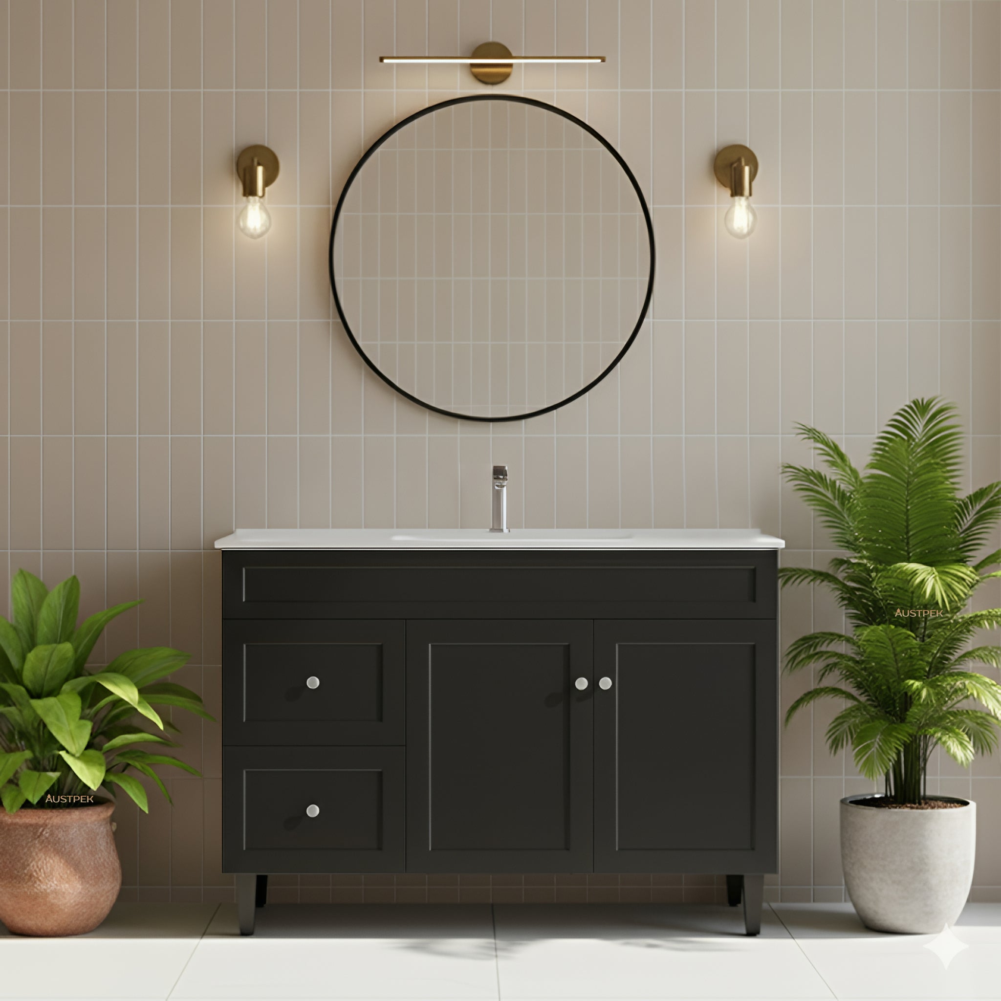 CETO HARRINGTON MATTE BLACK 1200MM SINGLE BOWL FLOOR STANDING VANITY (AVAILABLE IN LEFT AND RIGHT HAND DRAWER)