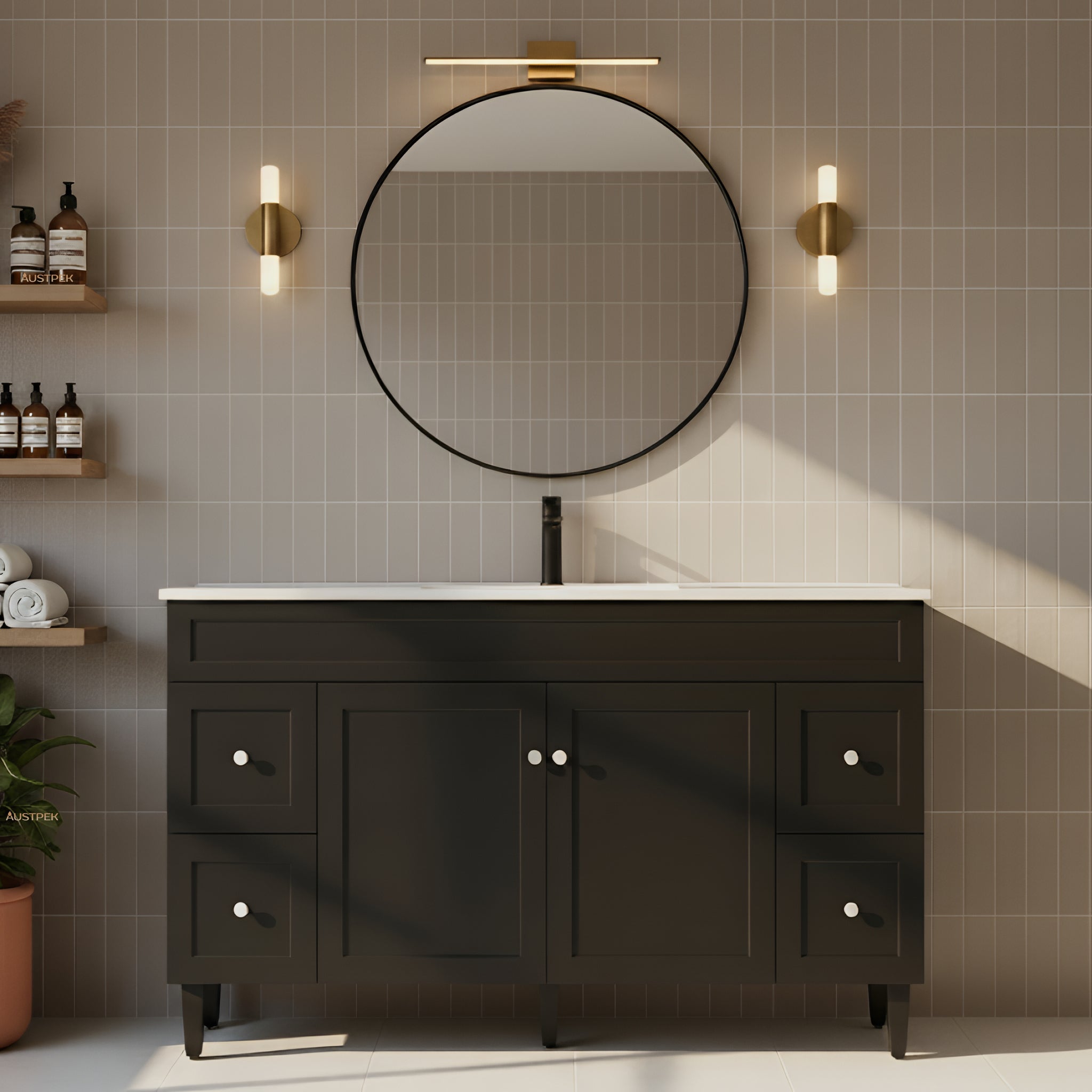 CETO HARRINGTON MATTE BLACK 1500MM SINGLE BOWL FLOOR STANDING VANITY