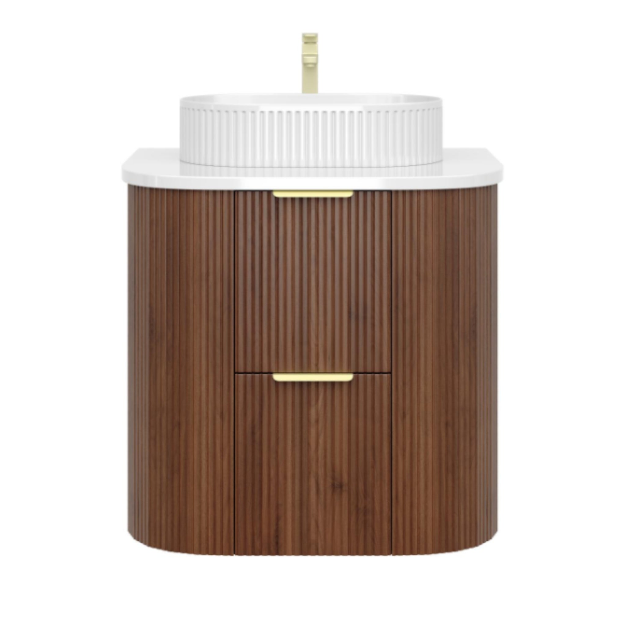 CETO ARTIS WALNUT 600MM SINGLE BOWL WALL HUNG VANITY