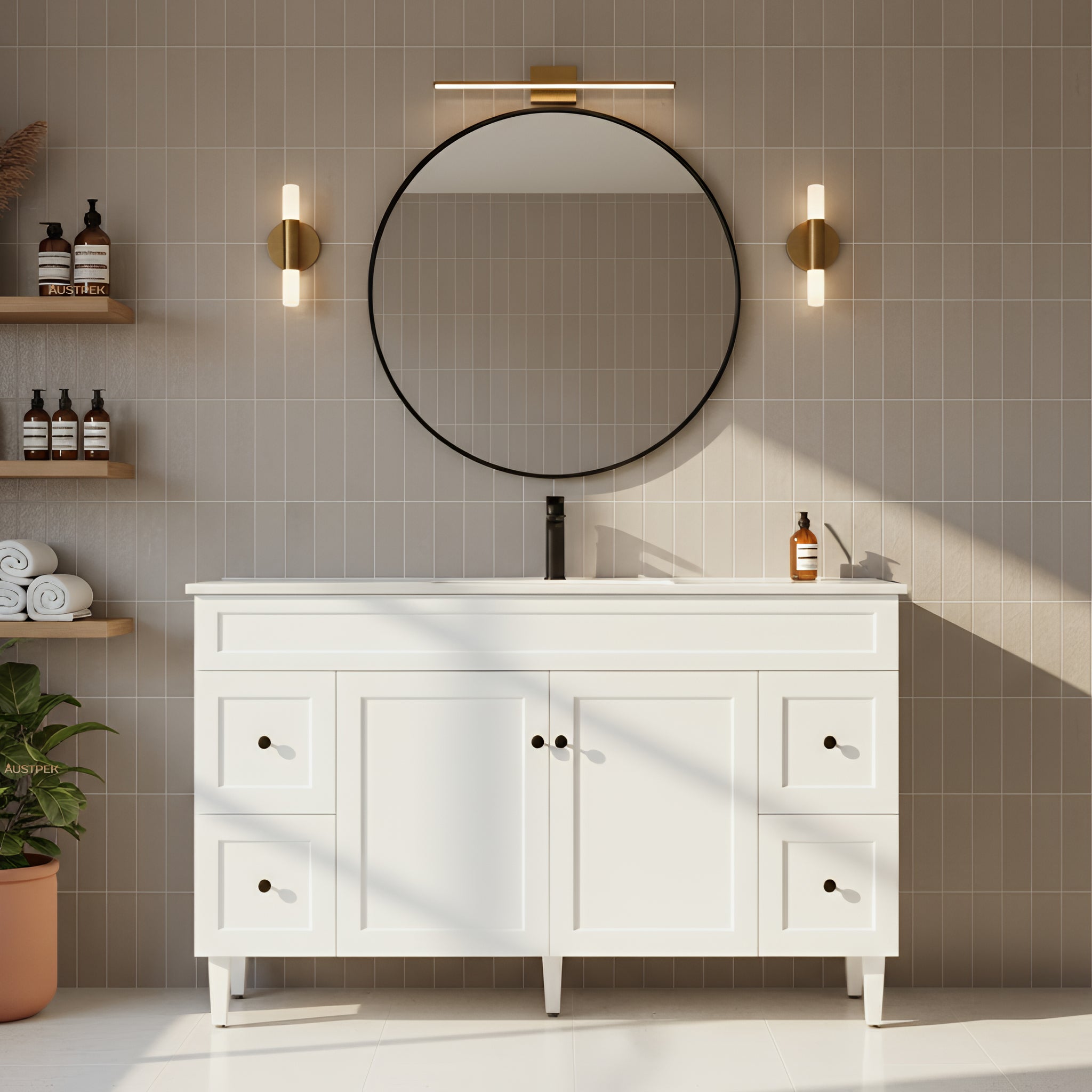 CETO HARRINGTON MATTE WHITE 1500MM SINGLE BOWL FLOOR STANDING VANITY