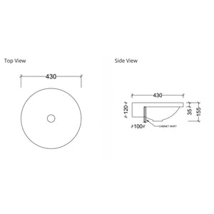 DUROCLASS CORRIDA FORWARD SEMI-RECESSED BASIN GLOSS WHITE 430MM