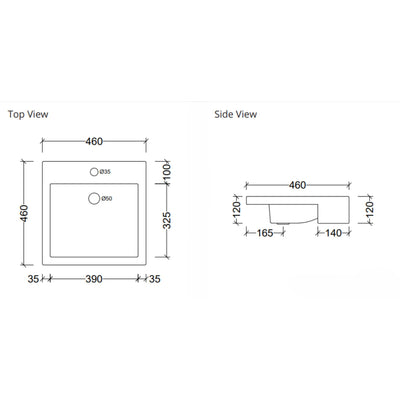 DUROCLASS COVE FORWARD SEMI-RECESSED BOWL BASIN GLOSS WHITE 460MM