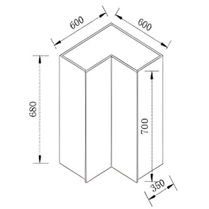 VITO CUSTOM DOUBLE DOOR CORNER CUPBOARD RANGE HOOK KITCHEN WALL CABINET (MULTIPLE SIZES AVAILABLE)
