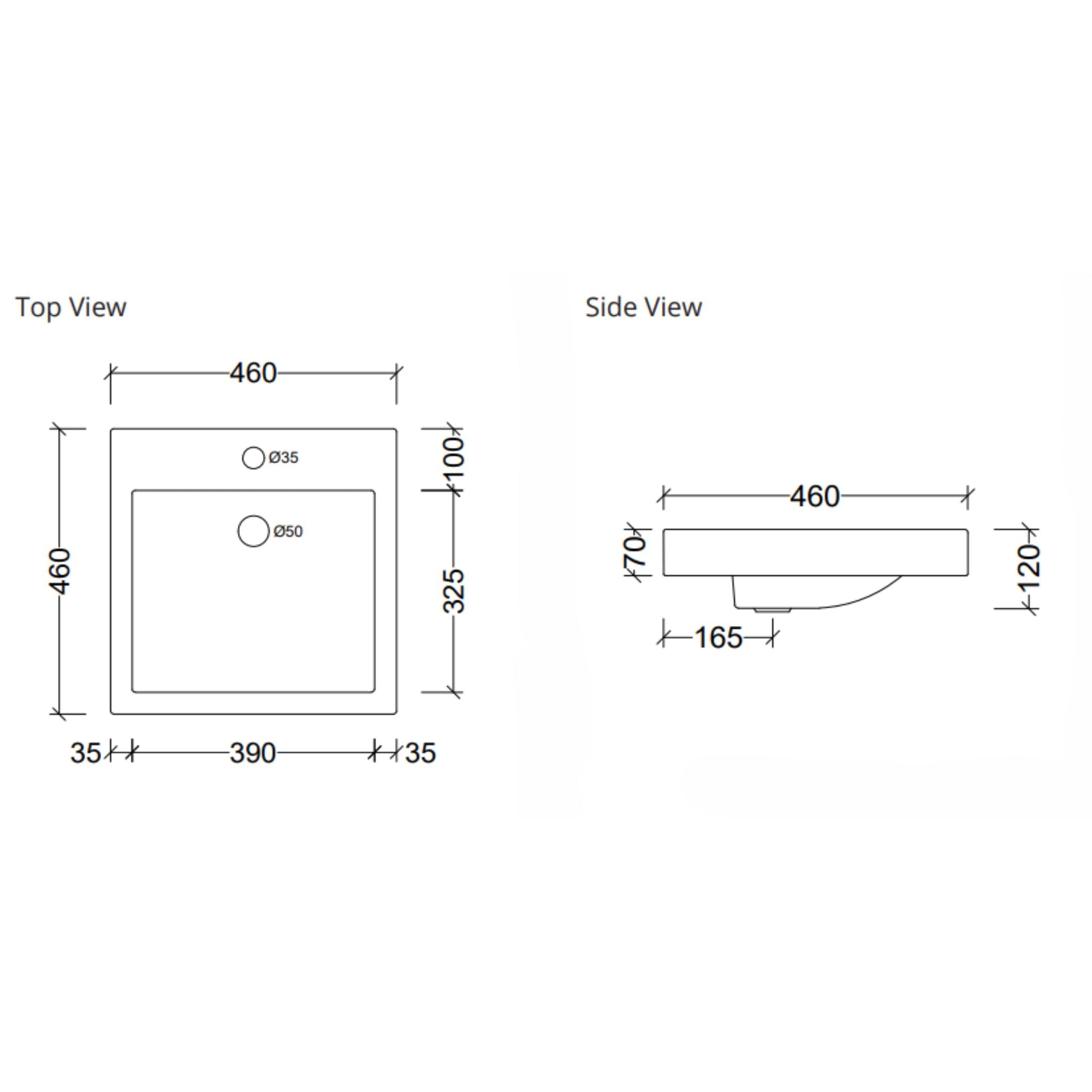 DUROCLASS COVE GRAND SEMI INSET BASIN GLOSS WHITE 460MM