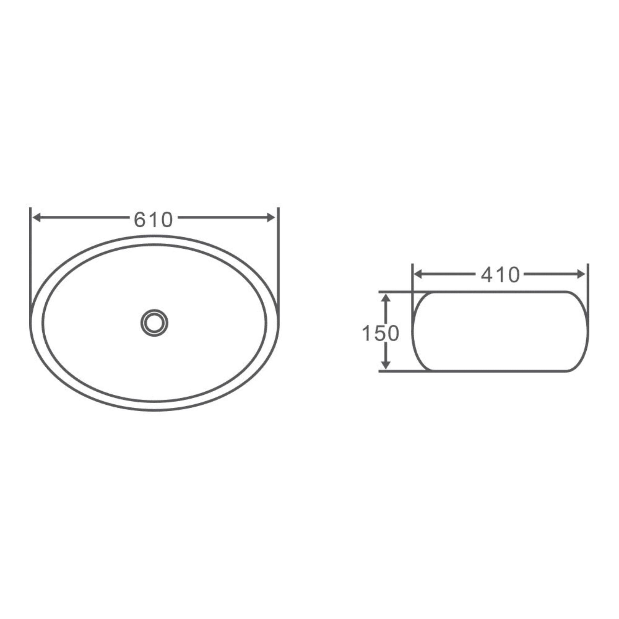 MERCIO CHUR OVAL ABOVE COUNTER BASIN MATTE BLACK 610MM