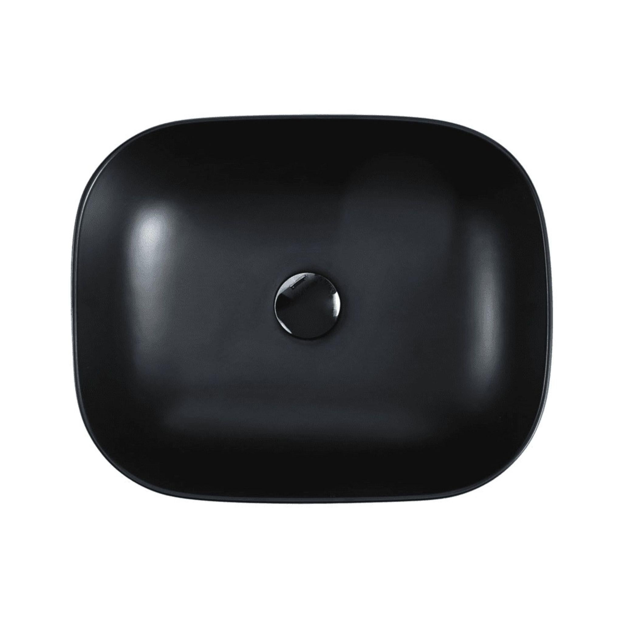 MERCIO CHUR RECTANGULAR ABOVE COUNTER BASIN MATTE BLACK 490MM