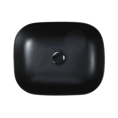 MERCIO CHUR RECTANGULAR ABOVE COUNTER BASIN MATTE BLACK 490MM