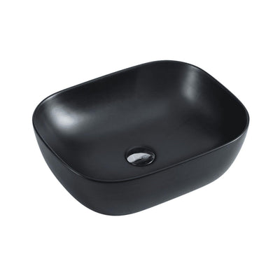 MERCIO CHUR RECTANGULAR ABOVE COUNTER BASIN MATTE BLACK 490MM