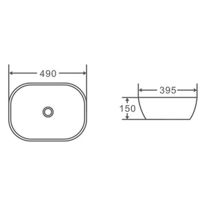 MERCIO CHUR RECTANGULAR ABOVE COUNTER BASIN MATTE WHITE 490MM