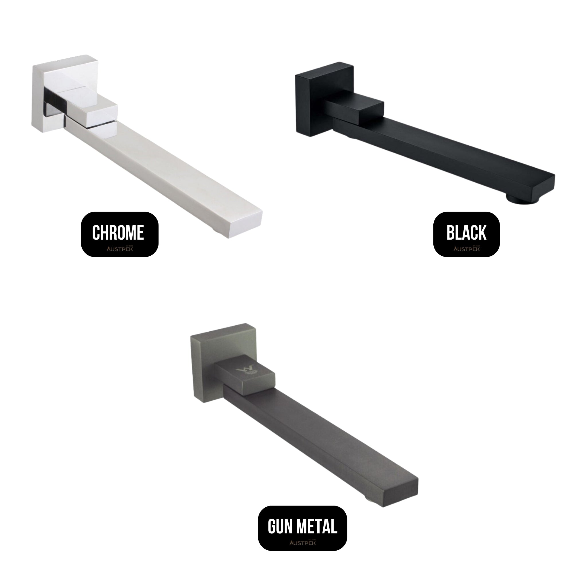 AQUAPERLA WALL BATH SPOUT 259MM GUN METAL