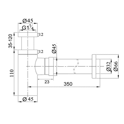 AQUAPERLA BOTTLE TRAP 110MM BLACK