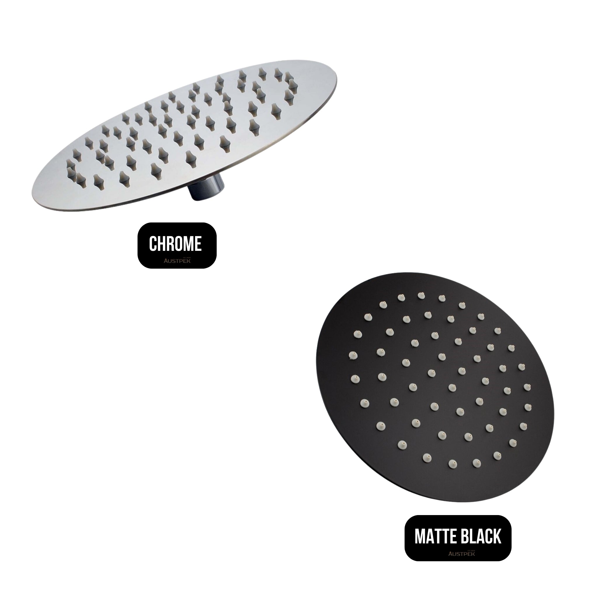 AQUAPERLA ROUND SHOWER HEAD 200MM MATTE BLACK