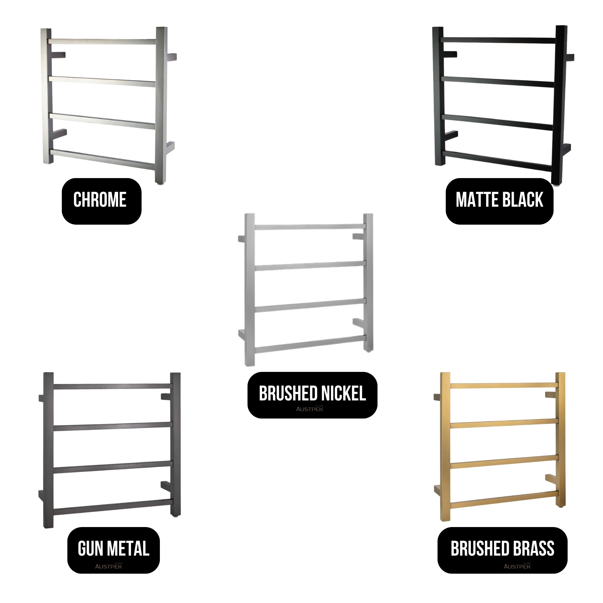 AQUAPERLA 4-BAR HEATED TOWEL RAIL BRUSHED GUN METAL 520MM