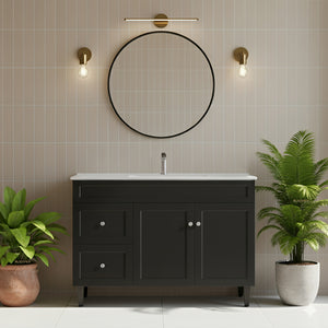 CETO HARRINGTON MATTE BLACK 1200MM SINGLE BOWL FLOOR STANDING VANITY (AVAILABLE IN LEFT HAND DRAWER)