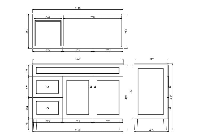 CETO HARRINGTON MATTE WHITE 1200MM SINGLE BOWL FLOOR STANDING VANITY (AVAILABLE IN LEFT AND RIGHT HAND DRAWER)