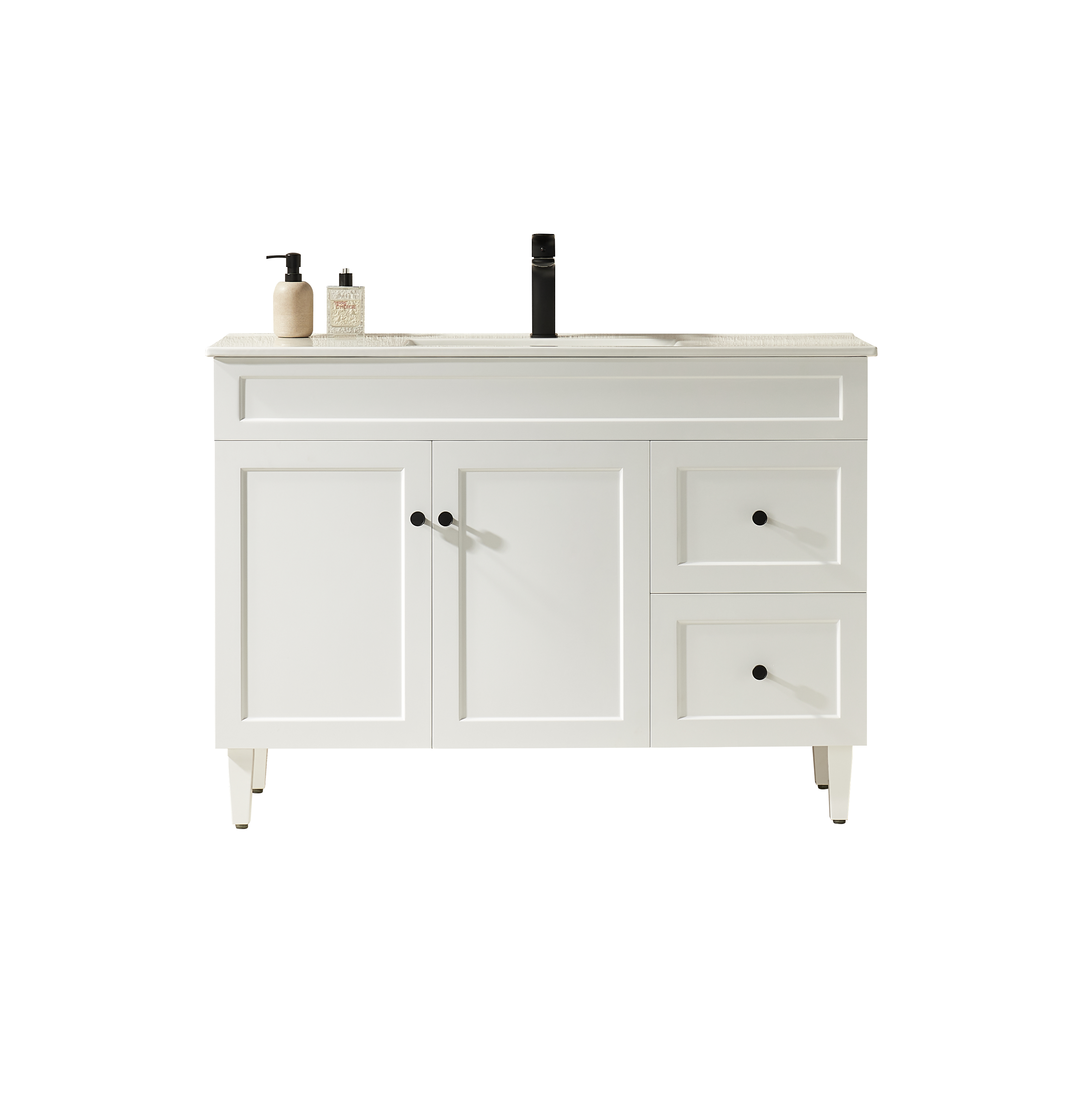CETO HARRINGTON MATTE WHITE 1200MM SINGLE BOWL FLOOR STANDING VANITY (AVAILABLE IN LEFT AND RIGHT HAND DRAWER)