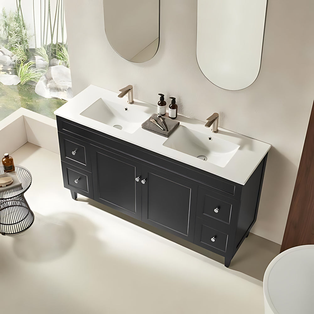 VITO HAMILTON MATTE BLACK 1500MM DOUBLE BOWL FLOOR STANDING VANITY