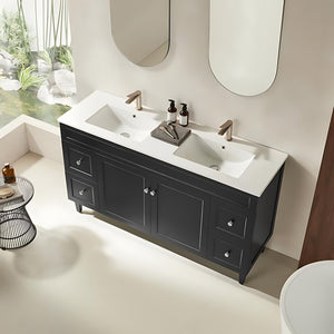 VITO HAMILTON MATTE BLACK 1500MM DOUBLE BOWL FLOOR STANDING VANITY