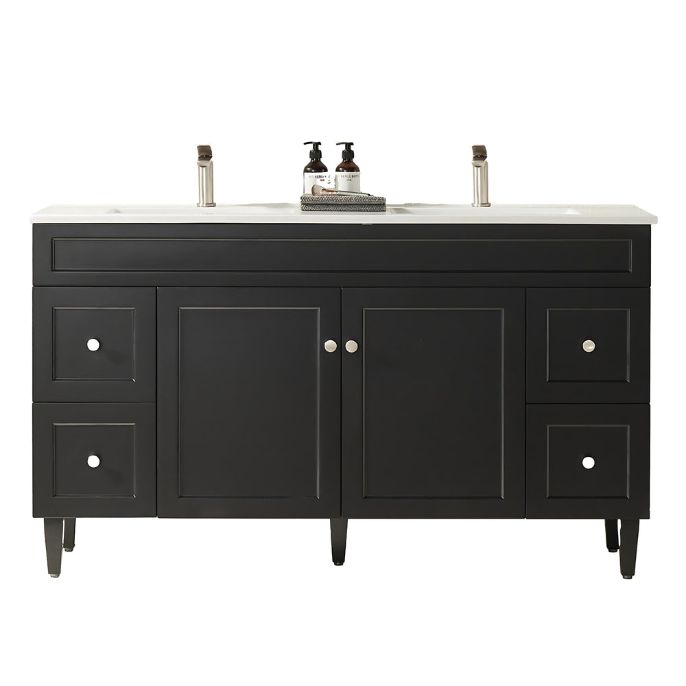 VITO HAMILTON MATTE BLACK 1500MM DOUBLE BOWL FLOOR STANDING VANITY