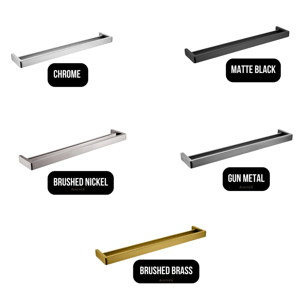 AQUAPERLA IVANO DOUBLE TOWEL RAIL BRUSHED BRASS (AVAILABLE IN 600MM AND 800MM)