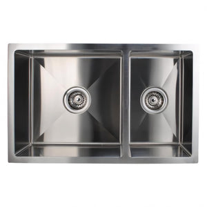 AQUAPERLA T304 HANDMADE DOUBLE BOWL KITCHEN SINK STAINLESS STEEL 715MM