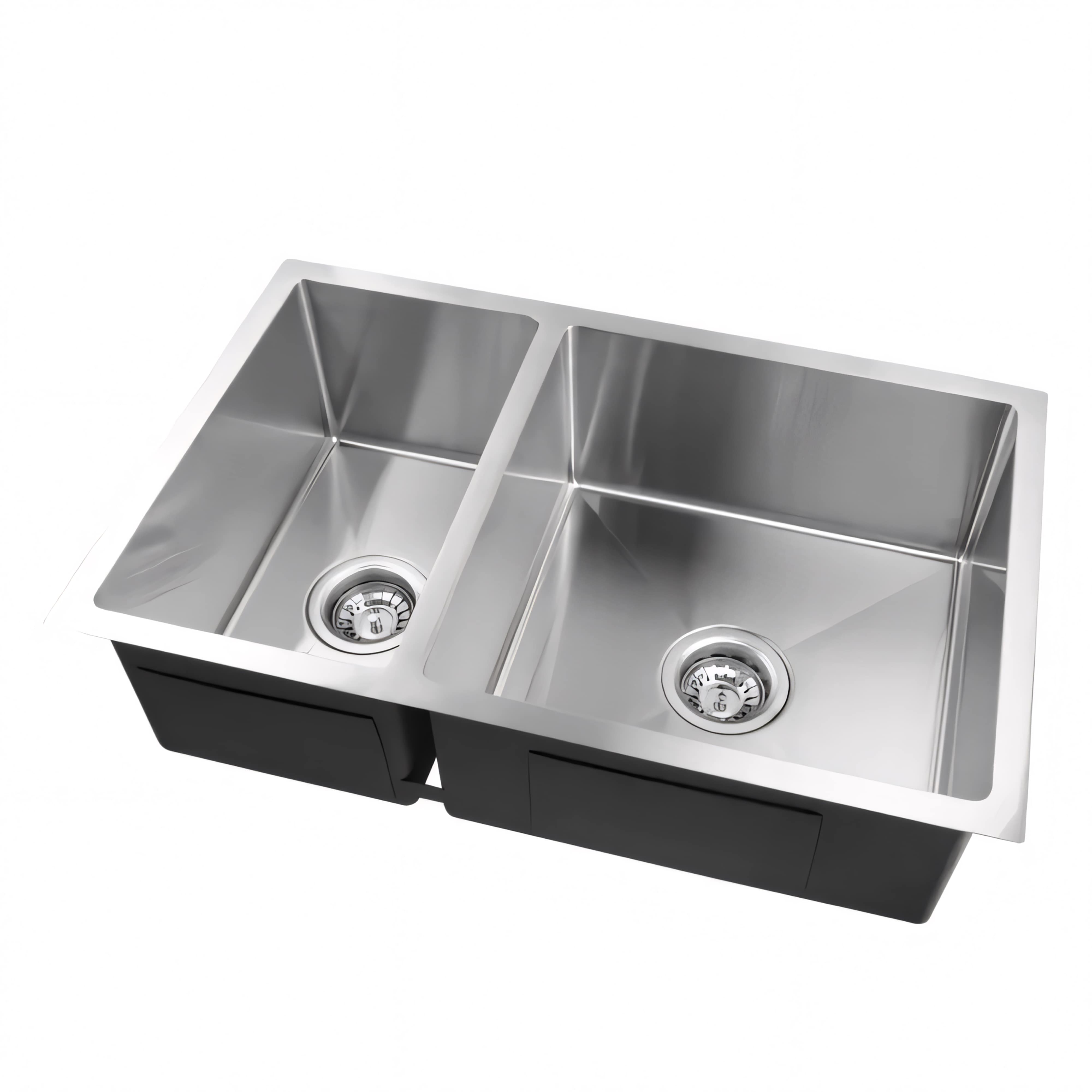 AQUAPERLA T304 HANDMADE DOUBLE BOWL KITCHEN SINK STAINLESS STEEL 715MM