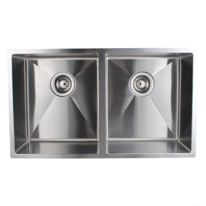 AQUAPERLA T304 HANDMADE DOUBLE BOWL KITCHEN SINK STAINLESS STEEL 770MM