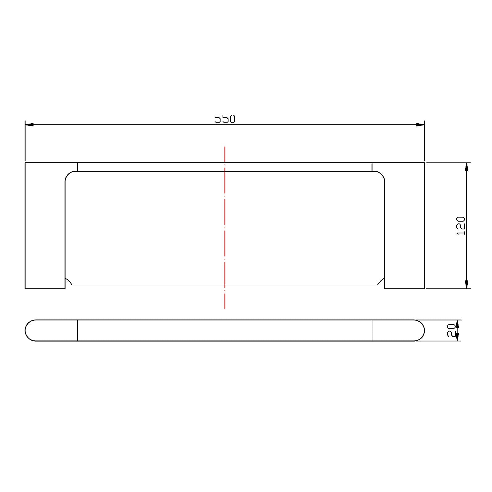 AQUAPERLA VOG GLASS SHELF 550MM GUN METAL