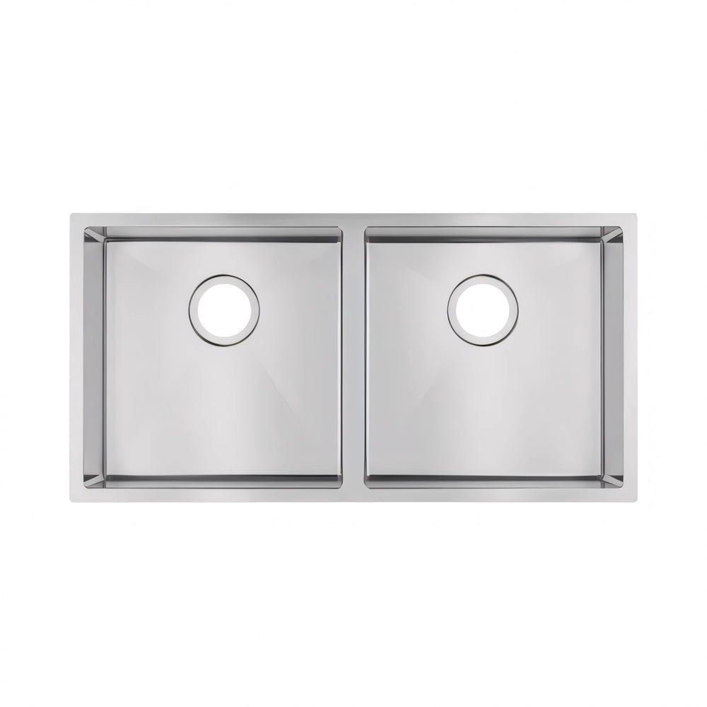 AQUAPERLA T304 HANDMADE DOUBLE BOWL KITCHEN SINK STAINLESS STEEL 865MM