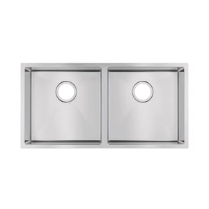 AQUAPERLA T304 HANDMADE DOUBLE BOWL KITCHEN SINK STAINLESS STEEL 865MM